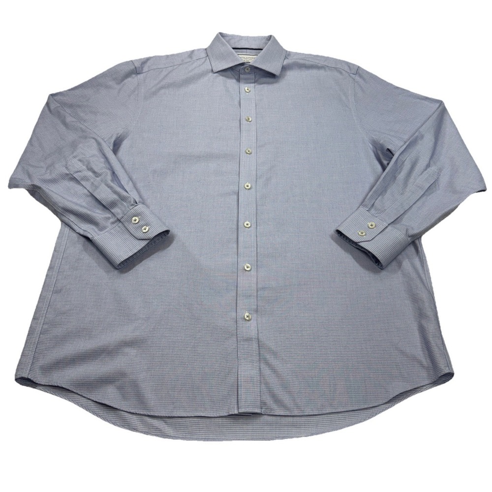 Charles Tyrwhitt Men Sz 17/35 Blue Non- Iron Classic Fit Dress Shirt 100% Cotton